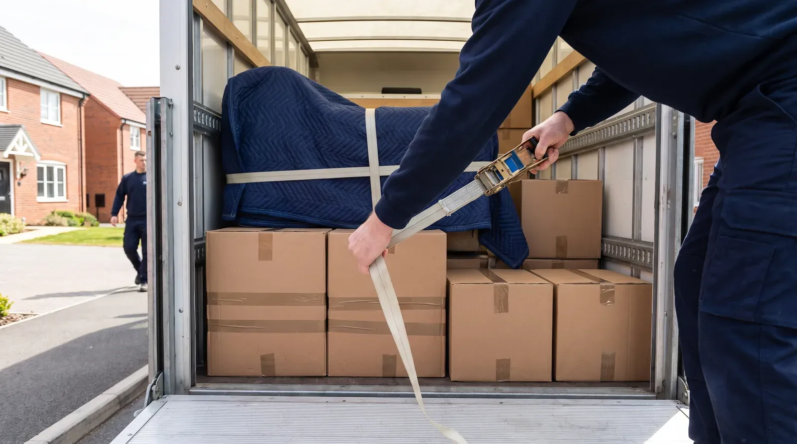 A van loaded and secured for a long-distance move
